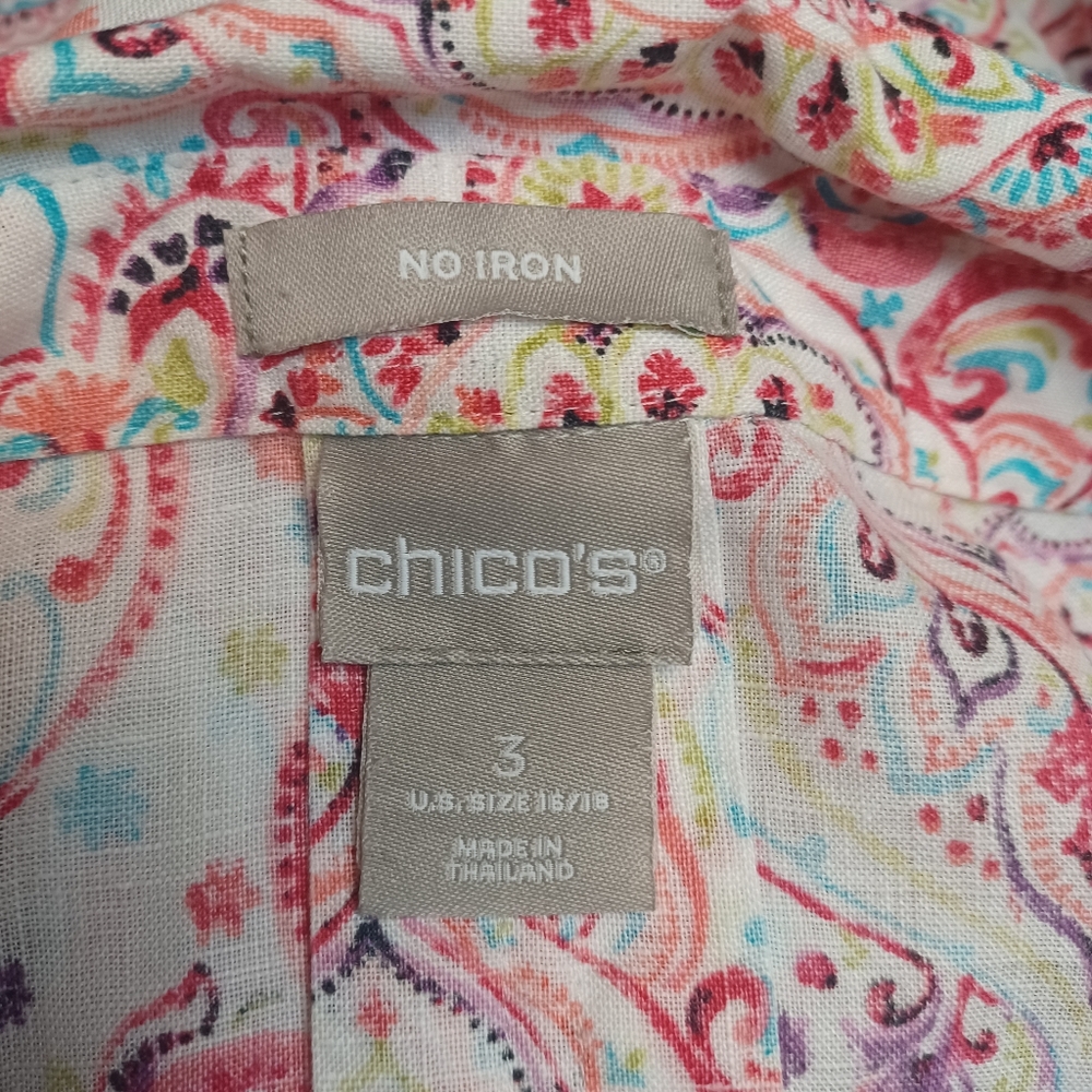 Chico's Women Size 16/18   Multicolor Paisley Blouse - Picture 2 of 11